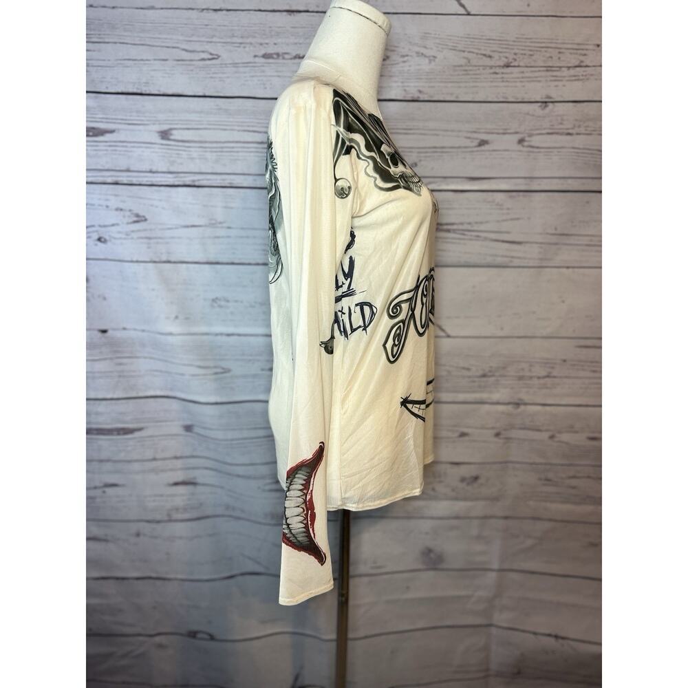 Suicide Squad Joker Tattoo Graphic Long Sleeve Shirt One Size Beige - Picture 4 of 6